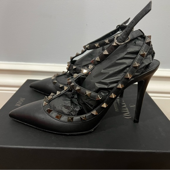 VALENTINO GARAVANI Rockstud Noir Slingback Pumps - Picture 2 of 6
